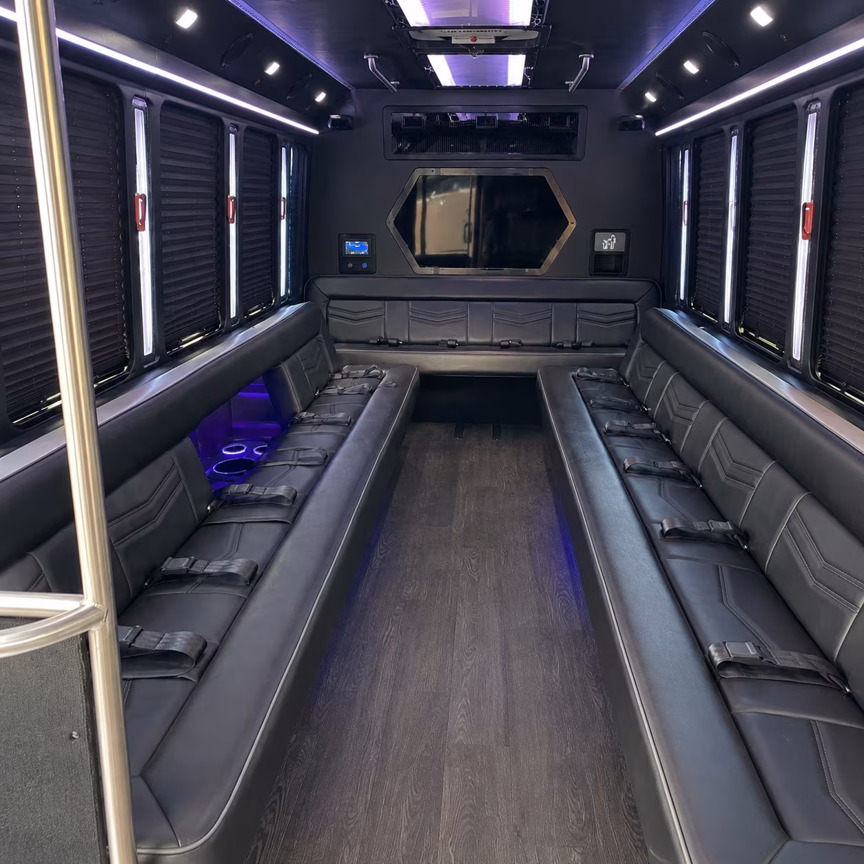 overland park 18 passenger party bus interior