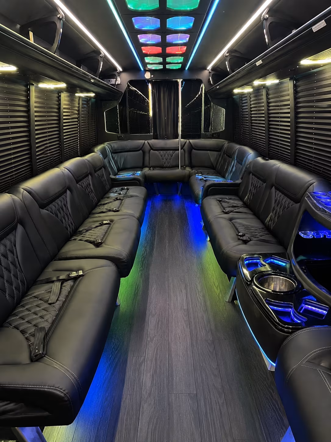 overland park 20 passenger party bus interior