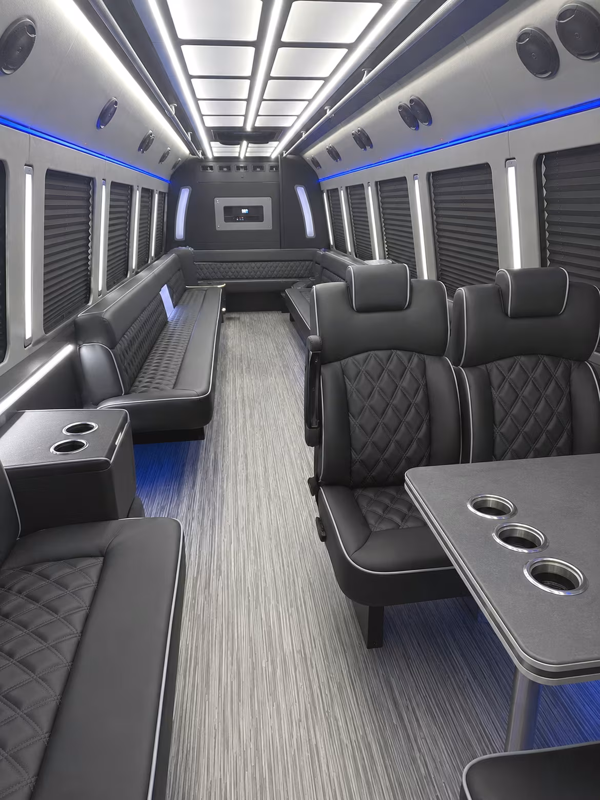 overland park 25 passenger party bus inside