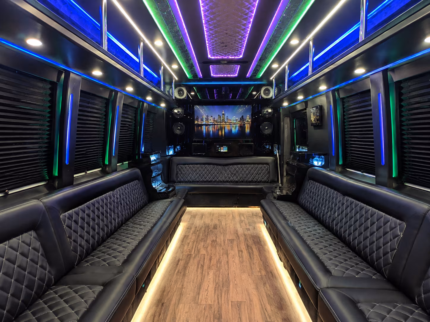 overland park 25 passenger party bus interior