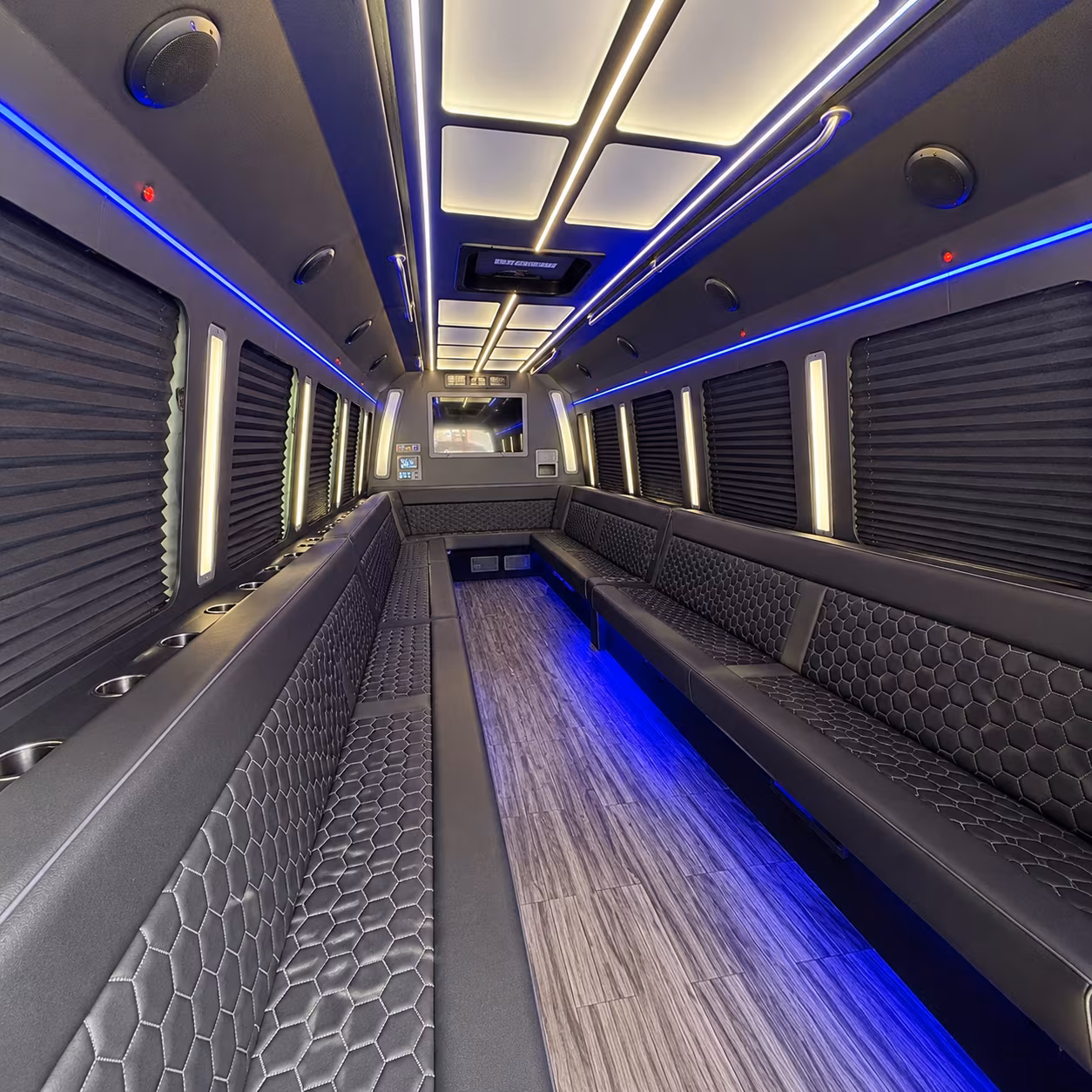 overland park 30 passenger party bus interior