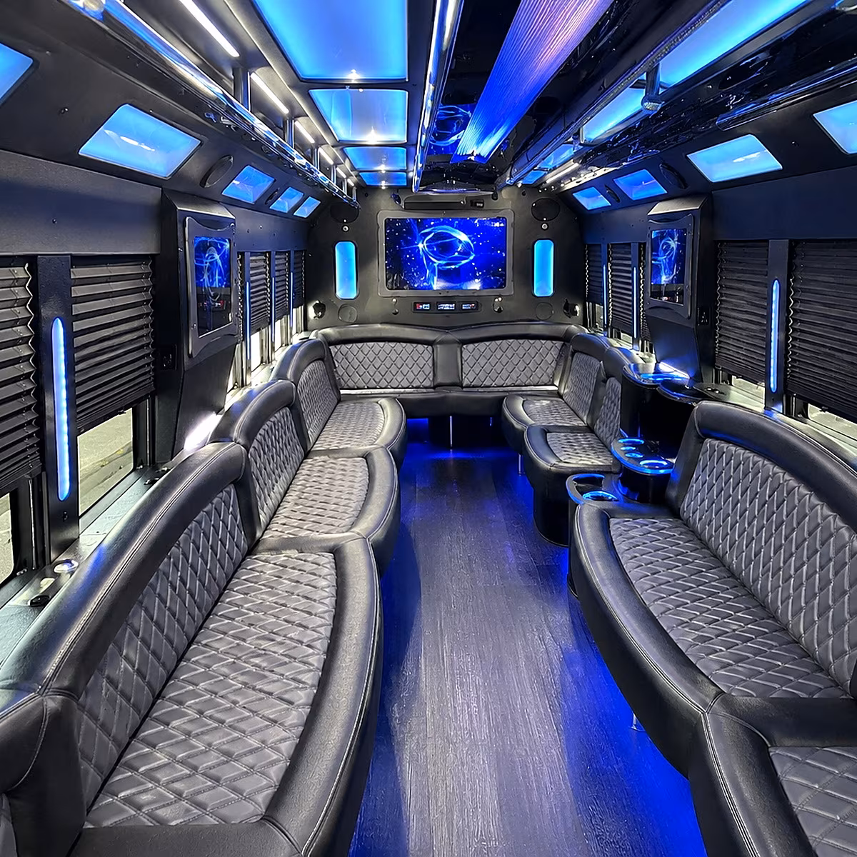 overland park 50 passenger party bus interior
